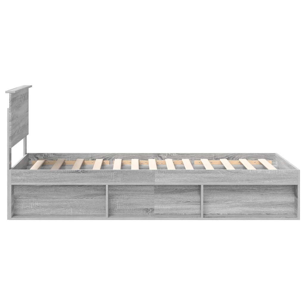 vidaXL Ramka łóżka Szary Sonoma 90 x 200 cm Lite drewno sosnowe