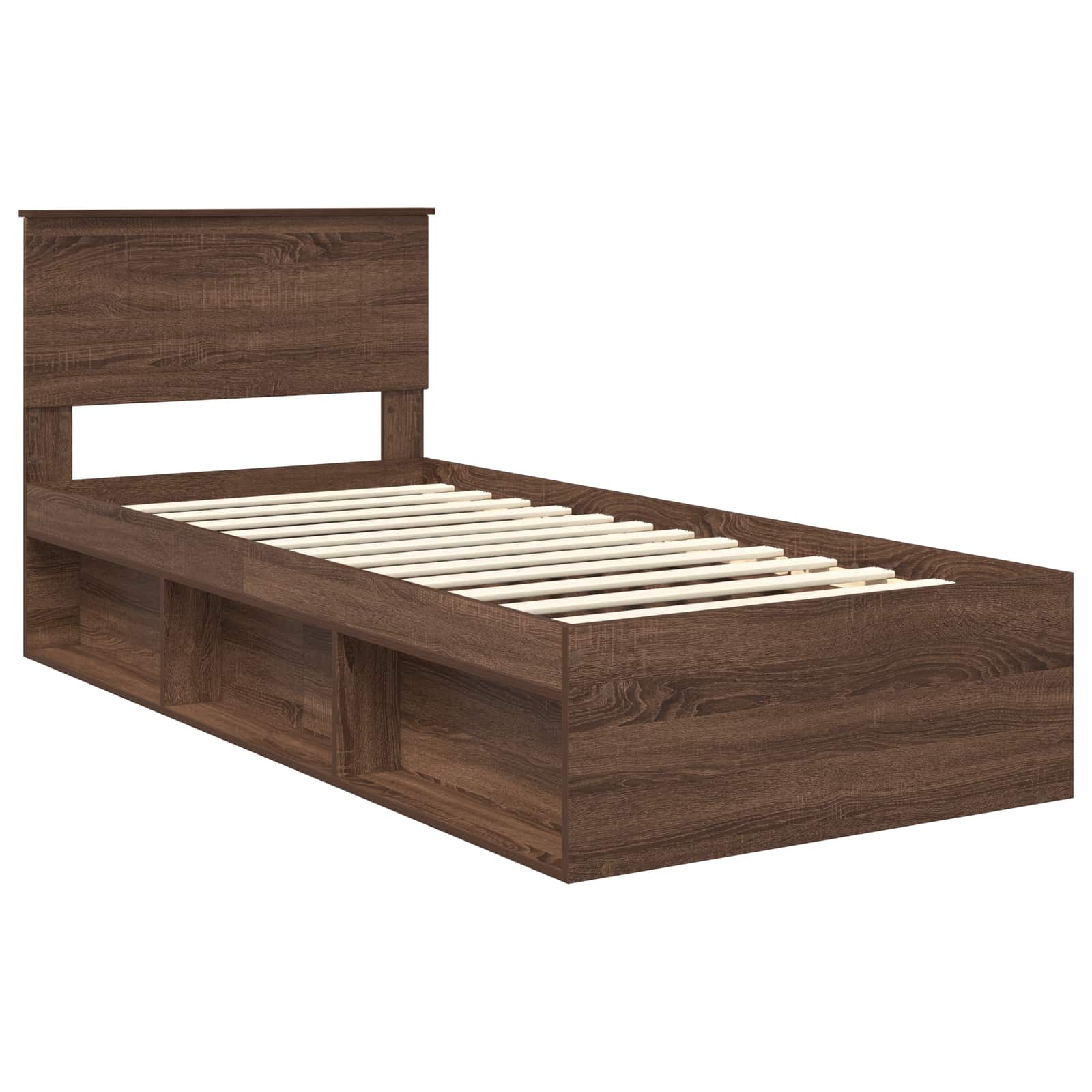 vidaXL Ramka łóżka Brązowy dąb 90 x 200 cm Lite drewno sosnowe