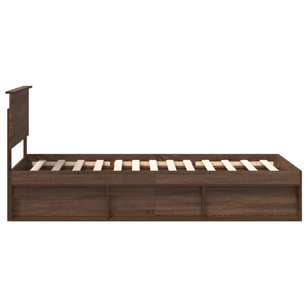 vidaXL Ramka łóżka Brązowy dąb 90 x 200 cm Lite drewno sosnowe