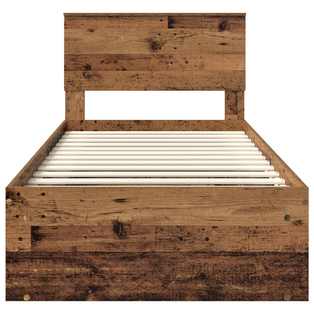 vidaXL Ramka łóżka Stare drewno 90 x 200 cm Lite drewno sosnowe