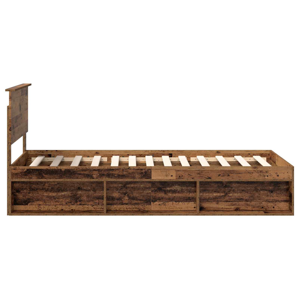 vidaXL Ramka łóżka Stare drewno 90 x 200 cm Lite drewno sosnowe