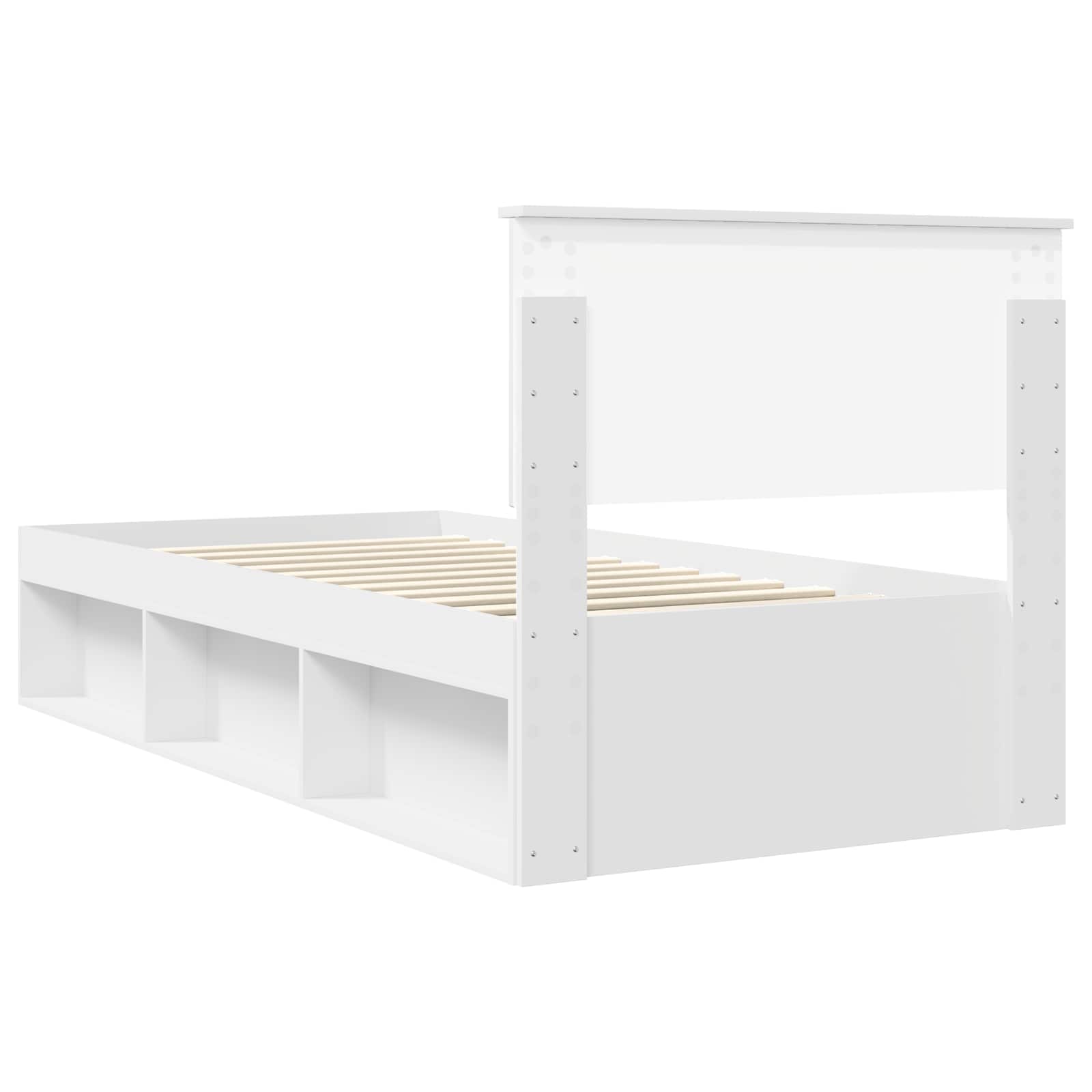 vidaXL Ramka łóżka Z zagłówkiem Biały 90 x 190 cm Lite drewno sosnowe