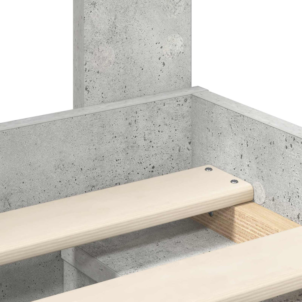 vidaXL Ramka łóżka Szary beton 90 x 190 cm Lite drewno sosnowe
