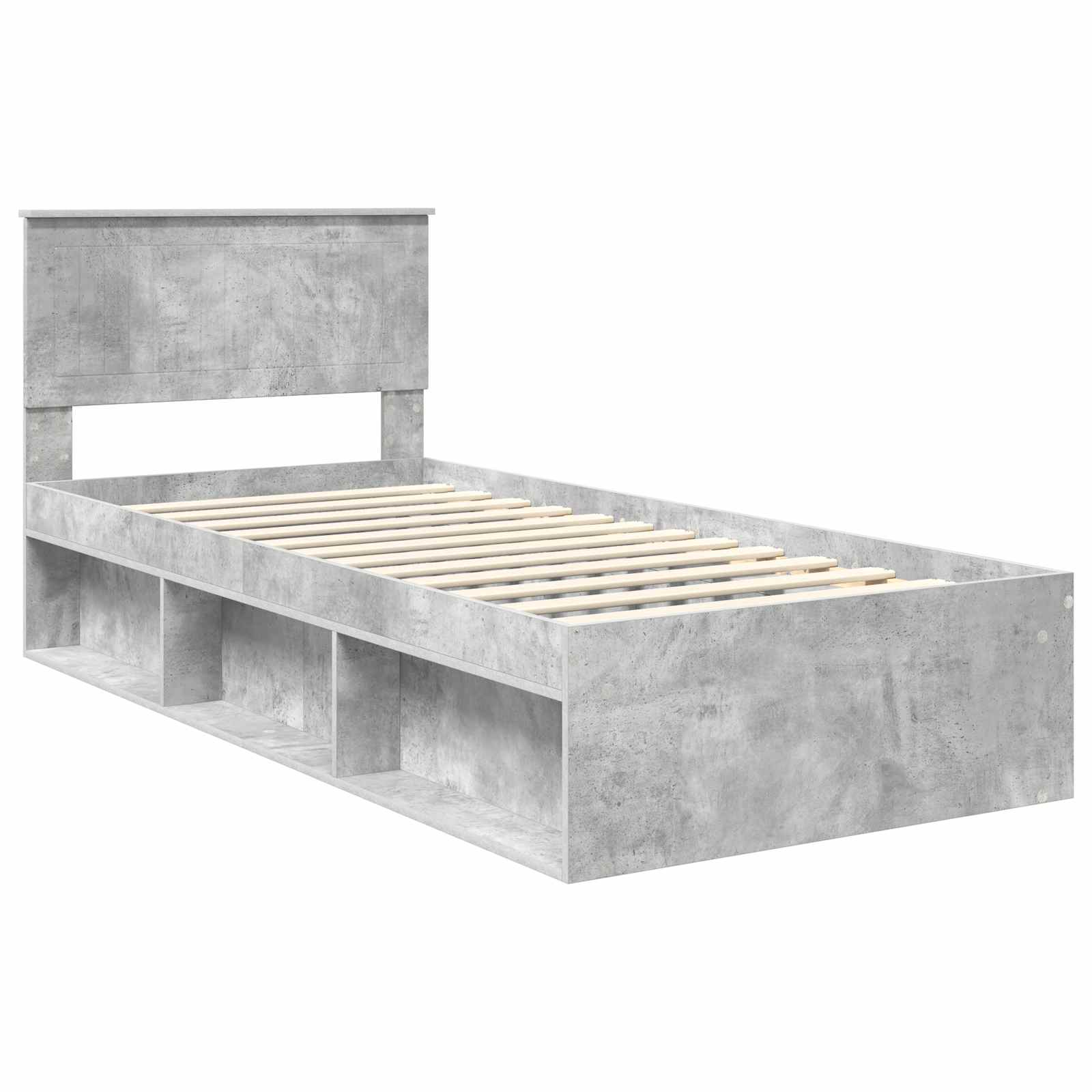 vidaXL Ramka łóżka Szary beton 90 x 190 cm Lite drewno sosnowe