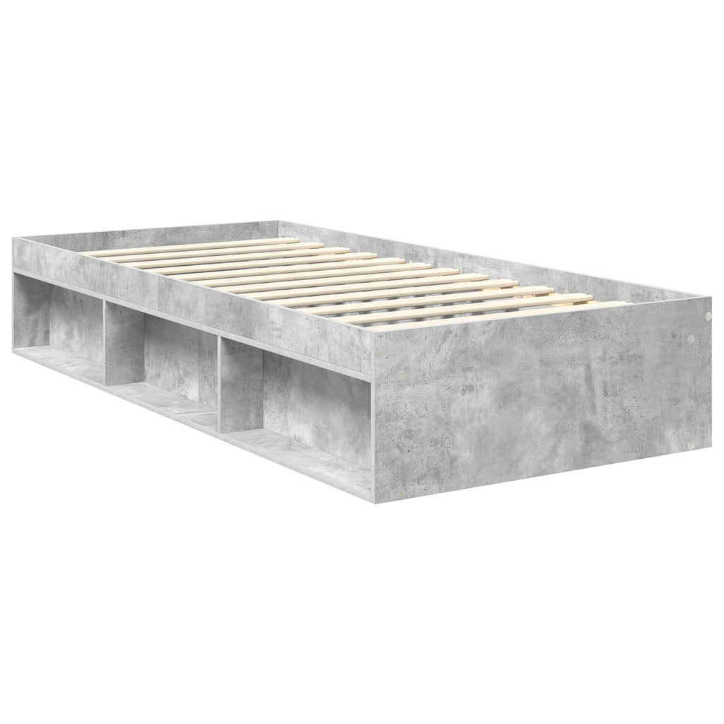 vidaXL Ramka łóżka Szary beton 90 x 190 cm Lite drewno sosnowe