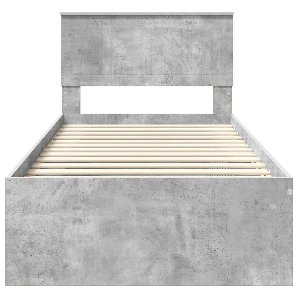 vidaXL Ramka łóżka Szary beton 90 x 190 cm Lite drewno sosnowe