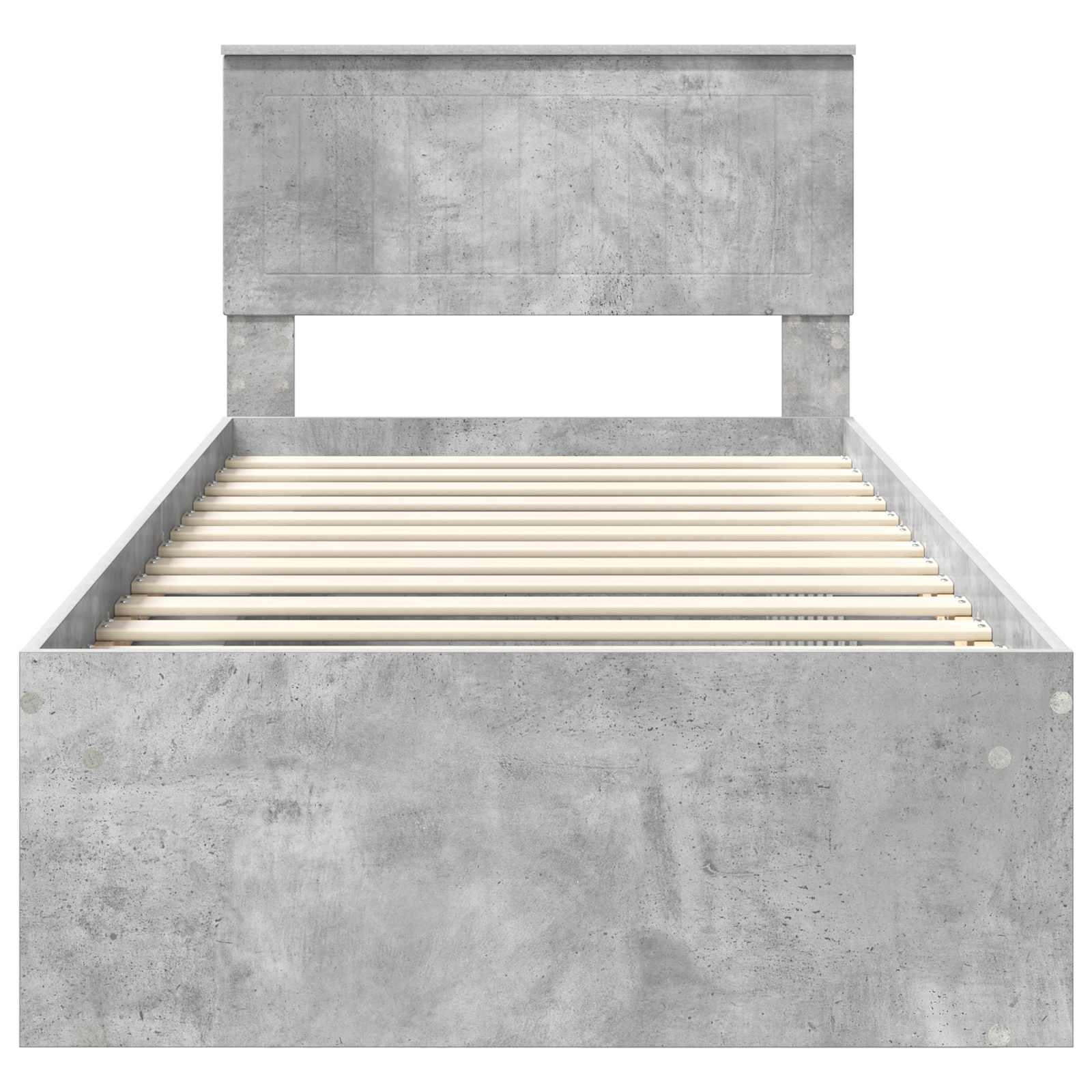 vidaXL Ramka łóżka Szary beton 90 x 190 cm Lite drewno sosnowe