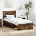 vidaXL Ramka łóżka Dąb wędzony 90 x 190 cm Lite drewno sosnowe