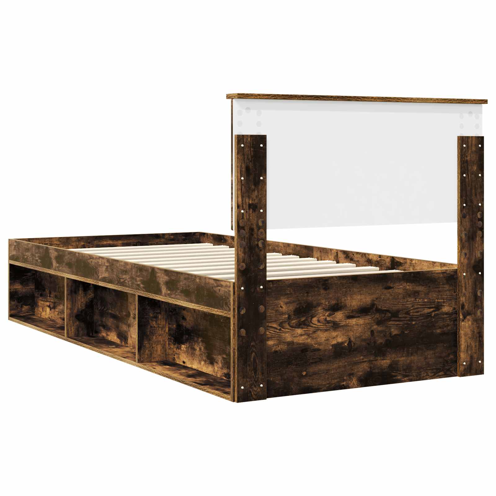 vidaXL Ramka łóżka Dąb wędzony 90 x 190 cm Lite drewno sosnowe