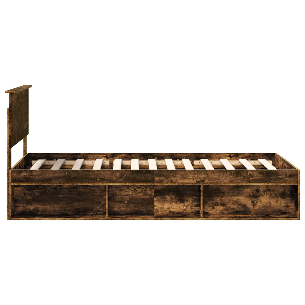 vidaXL Ramka łóżka Dąb wędzony 90 x 190 cm Lite drewno sosnowe