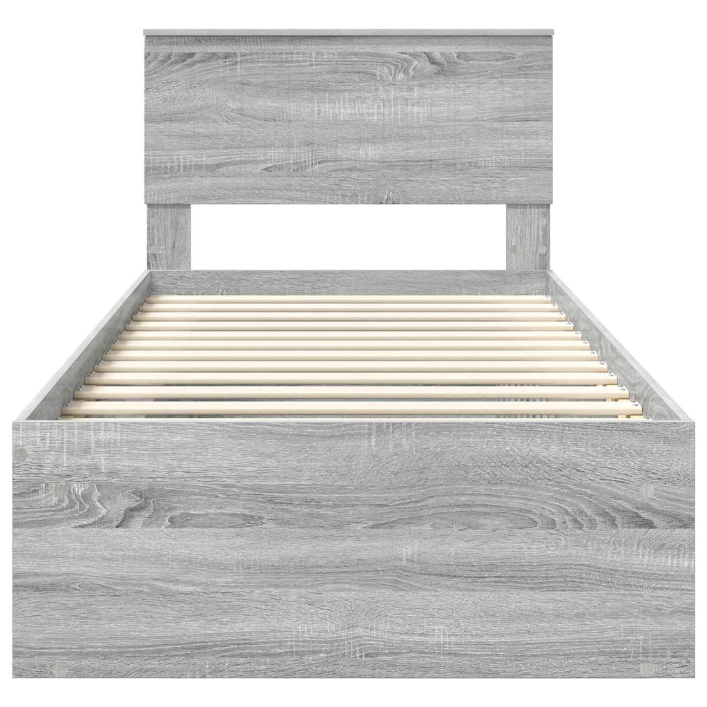 vidaXL Ramka łóżka Szary Sonoma 90 x 190 cm Lite drewno sosnowe
