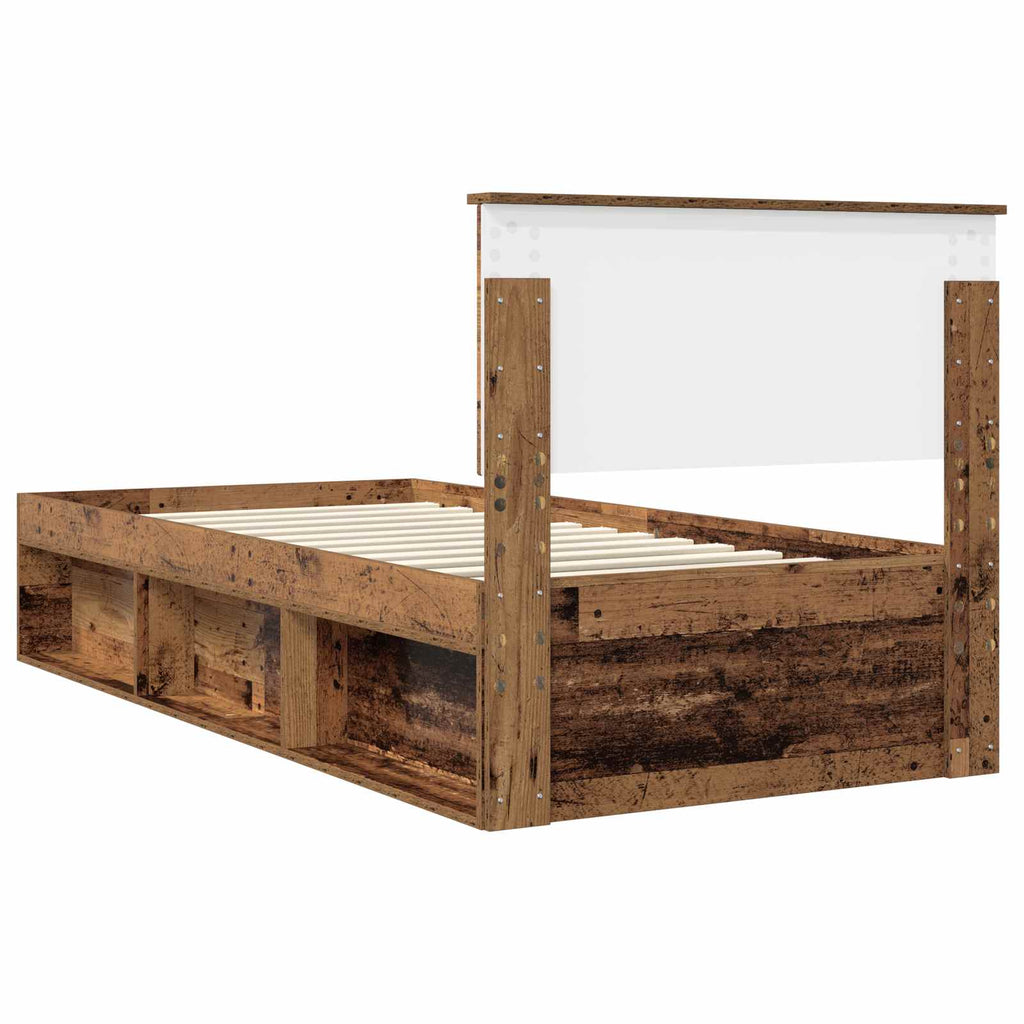 vidaXL Ramka łóżka Stare drewno 90 x 190 cm Lite drewno sosnowe