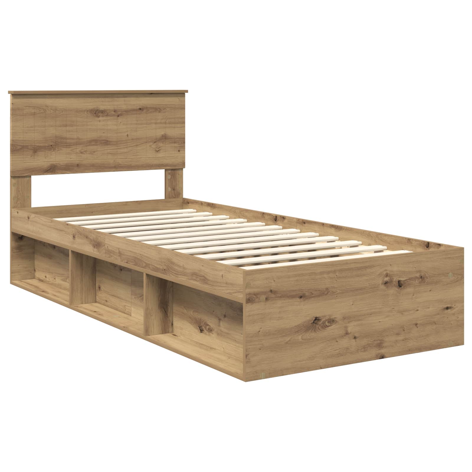 vidaXL Ramka łóżka Dąb rzemieślniczy 90 x 190 cm Lite drewno sosnowe