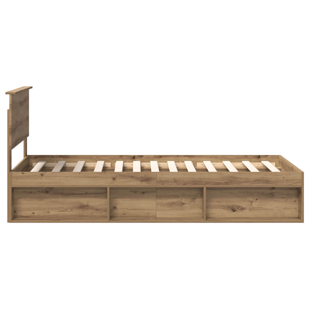 vidaXL Ramka łóżka Dąb rzemieślniczy 90 x 190 cm Lite drewno sosnowe