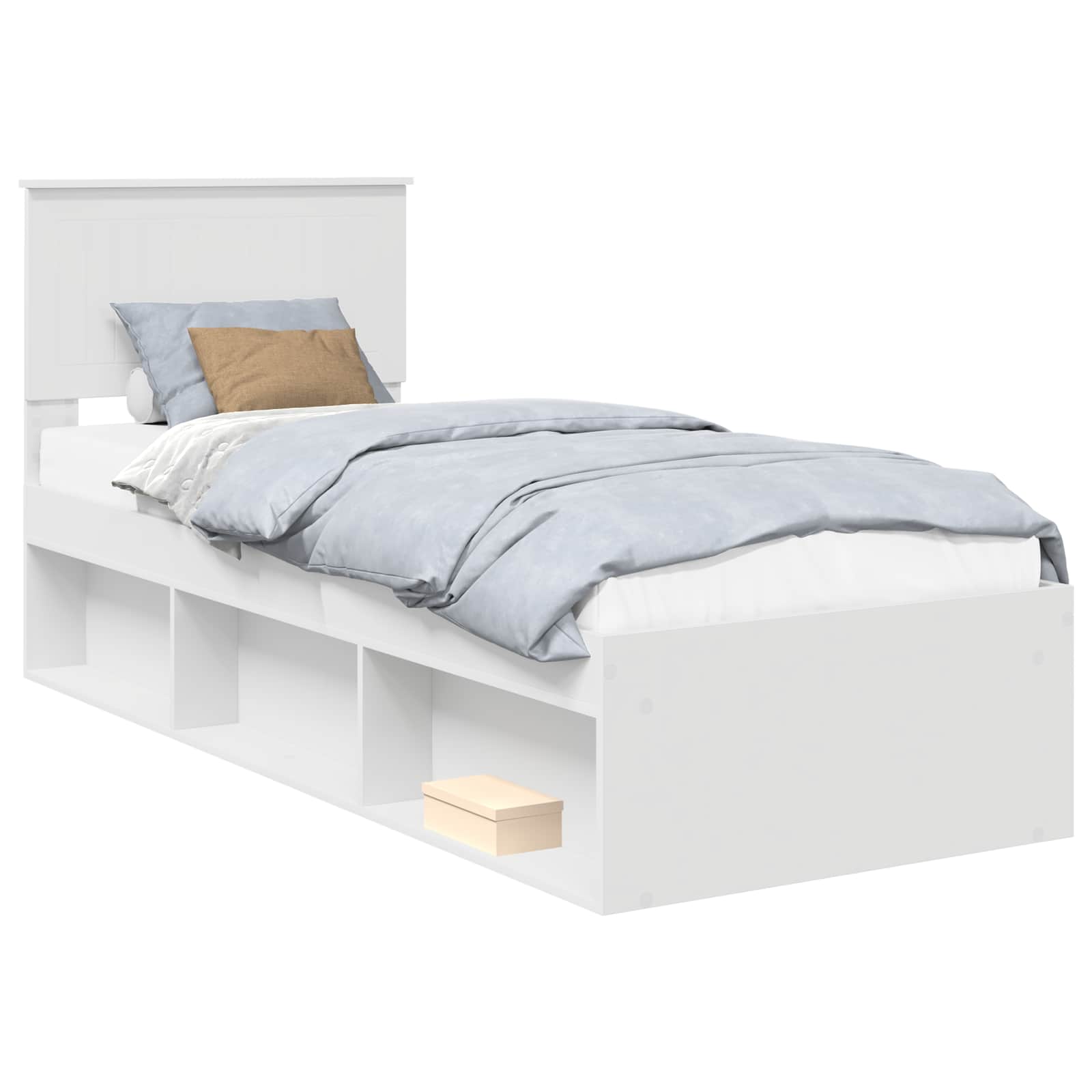 vidaXL Ramka łóżka Z zagłówkiem Biały 75 x 190 cm Lite drewno sosnowe
