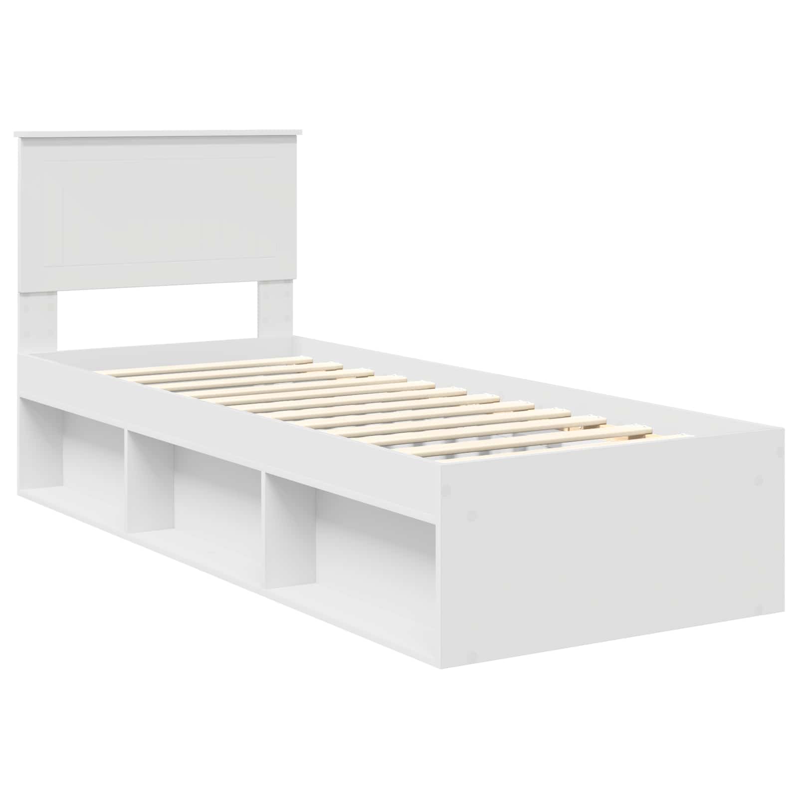 vidaXL Ramka łóżka Z zagłówkiem Biały 75 x 190 cm Lite drewno sosnowe
