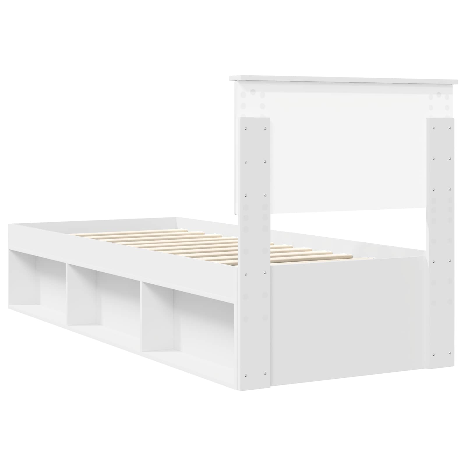 vidaXL Ramka łóżka Z zagłówkiem Biały 75 x 190 cm Lite drewno sosnowe
