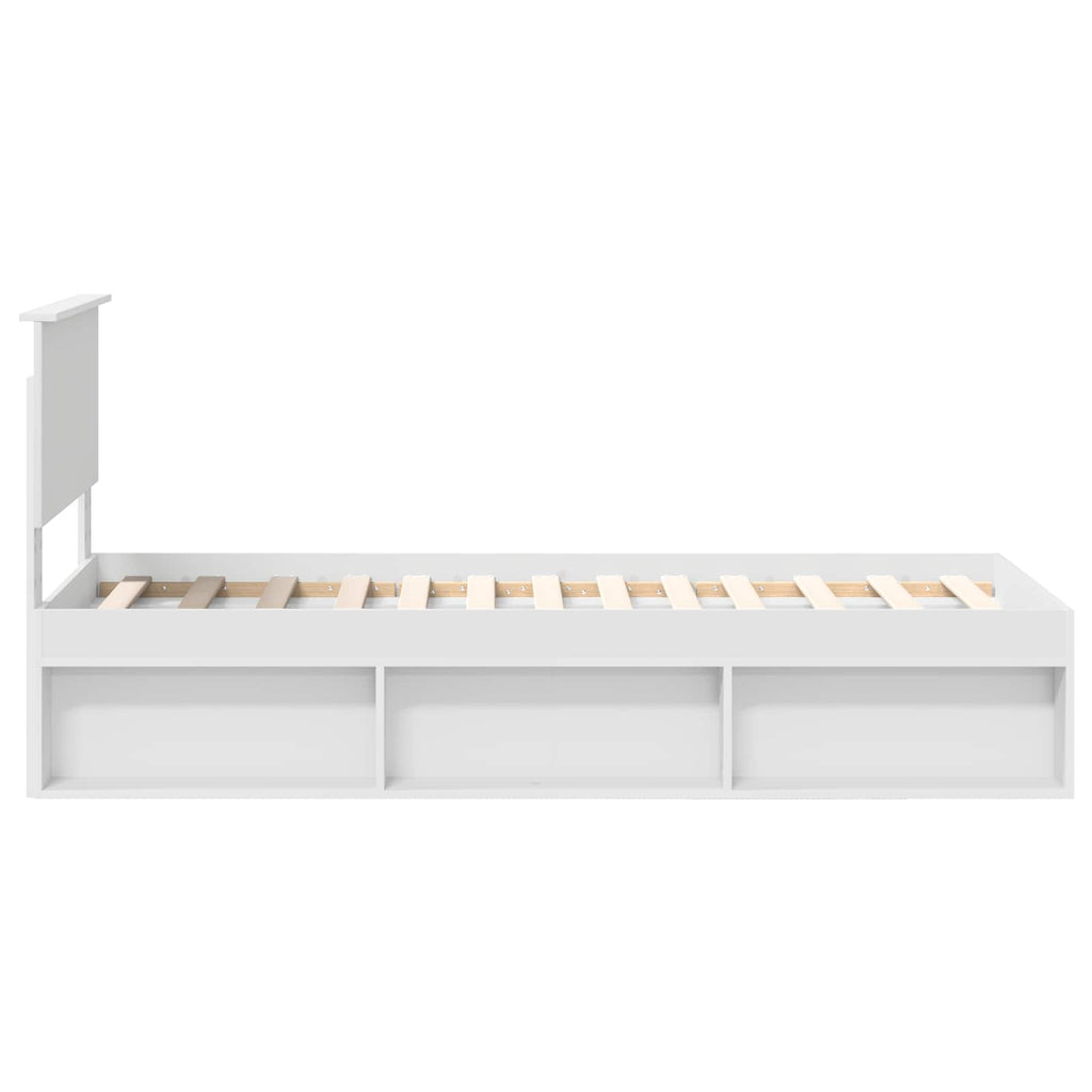 vidaXL Ramka łóżka Z zagłówkiem Biały 75 x 190 cm Lite drewno sosnowe