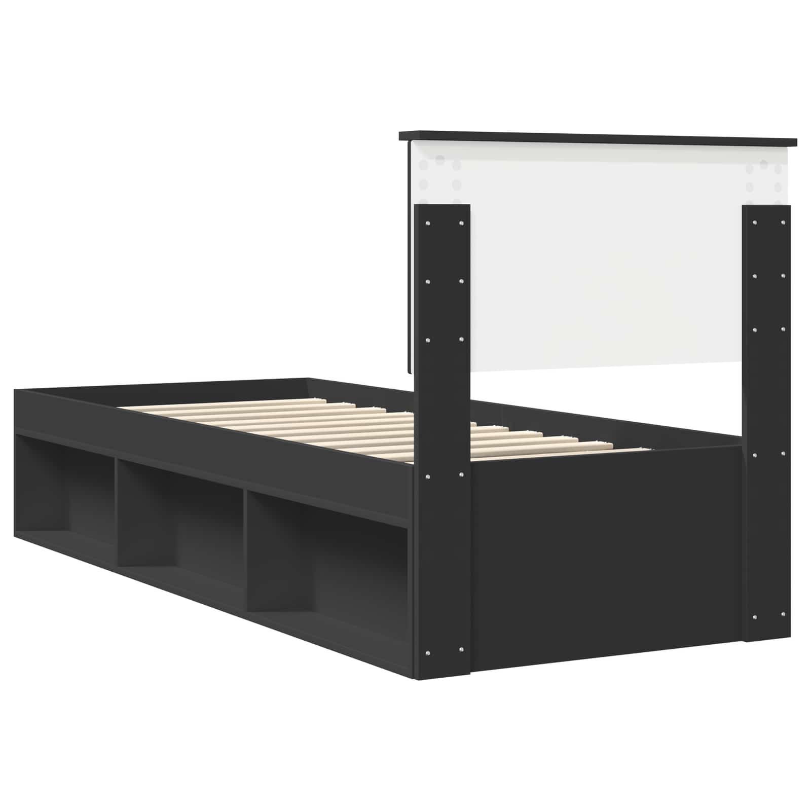 vidaXL Ramka łóżka Z zagłówkiem Czarny 75 x 190 cm Lite drewno sosnowe