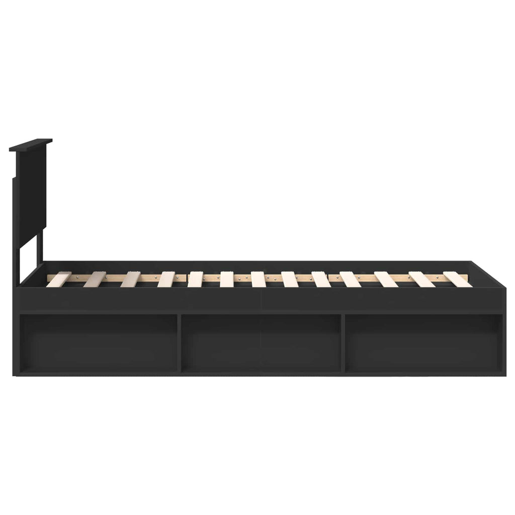 vidaXL Ramka łóżka Z zagłówkiem Czarny 75 x 190 cm Lite drewno sosnowe
