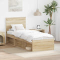 vidaXL Ramka łóżka Dąb Sonoma 75 x 190 cm Lite drewno sosnowe