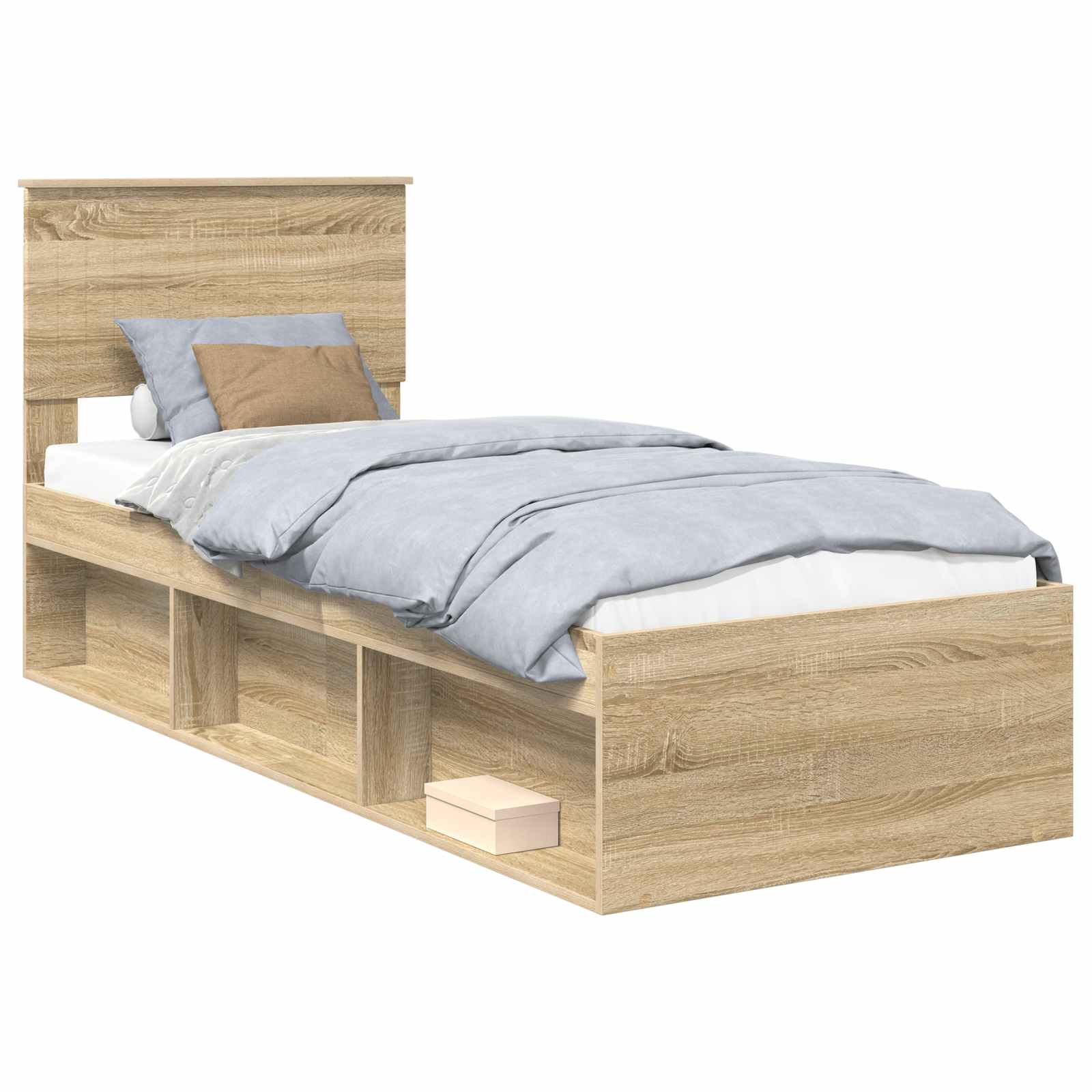 vidaXL Ramka łóżka Dąb Sonoma 75 x 190 cm Lite drewno sosnowe