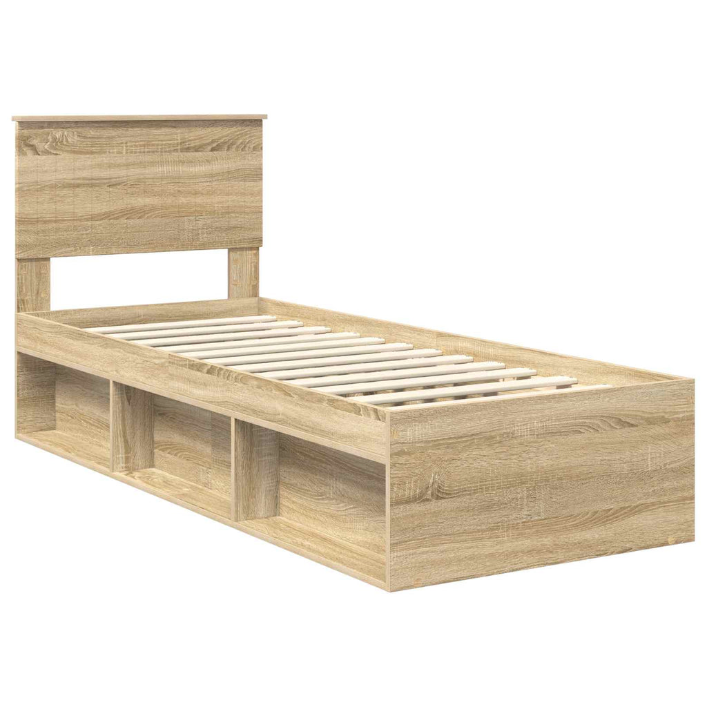 vidaXL Ramka łóżka Dąb Sonoma 75 x 190 cm Lite drewno sosnowe