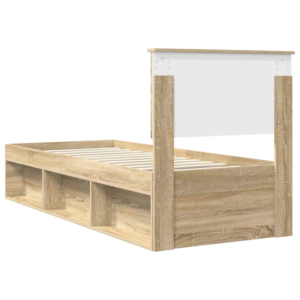 vidaXL Ramka łóżka Dąb Sonoma 75 x 190 cm Lite drewno sosnowe