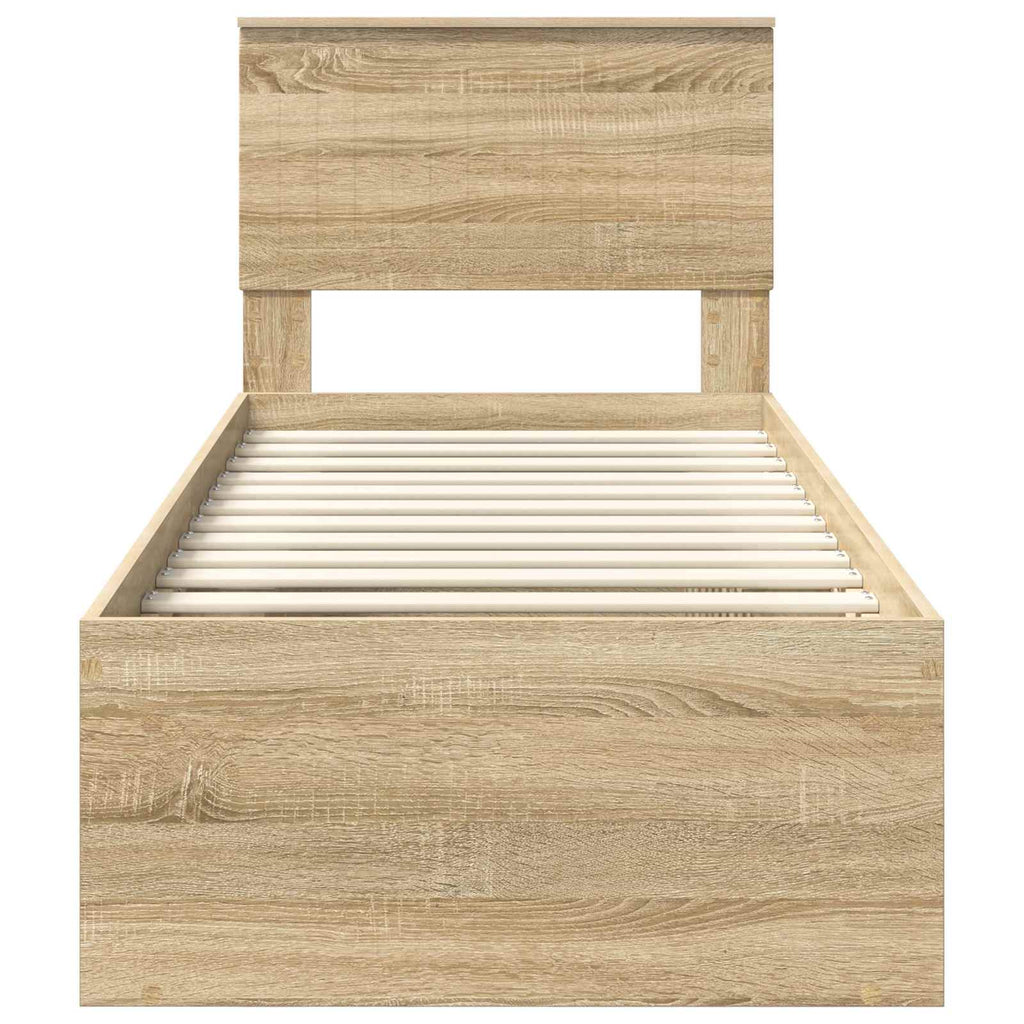 vidaXL Ramka łóżka Dąb Sonoma 75 x 190 cm Lite drewno sosnowe