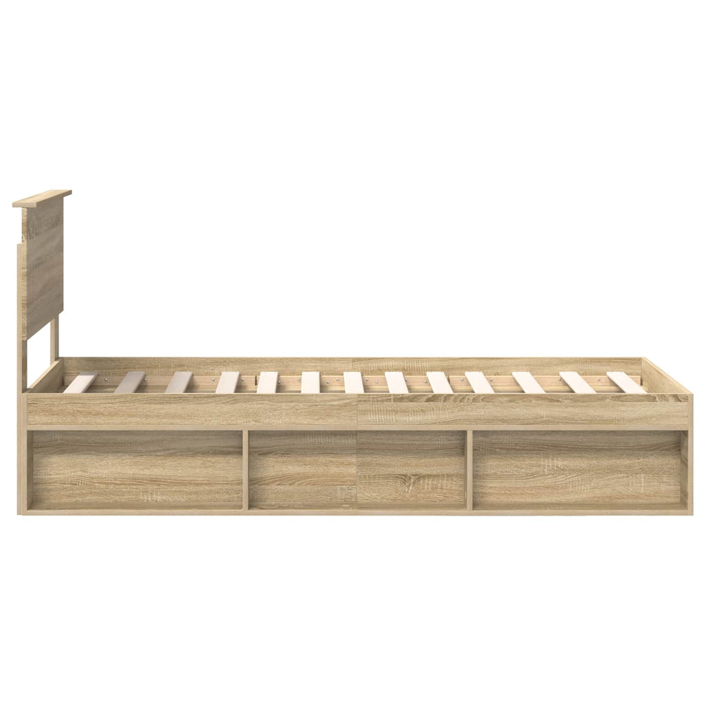 vidaXL Ramka łóżka Dąb Sonoma 75 x 190 cm Lite drewno sosnowe