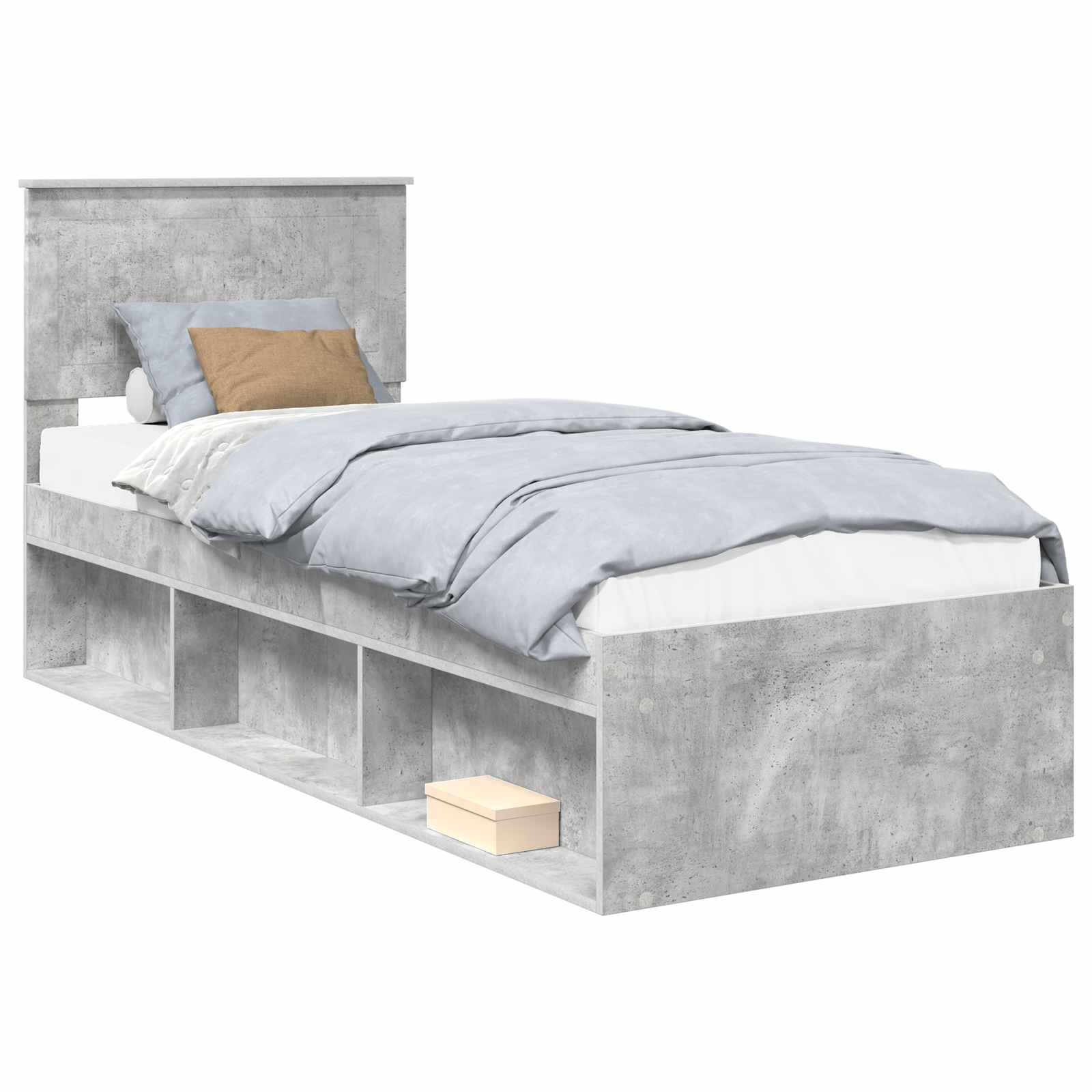 vidaXL Ramka łóżka Szary beton 75 x 190 cm Lite drewno sosnowe
