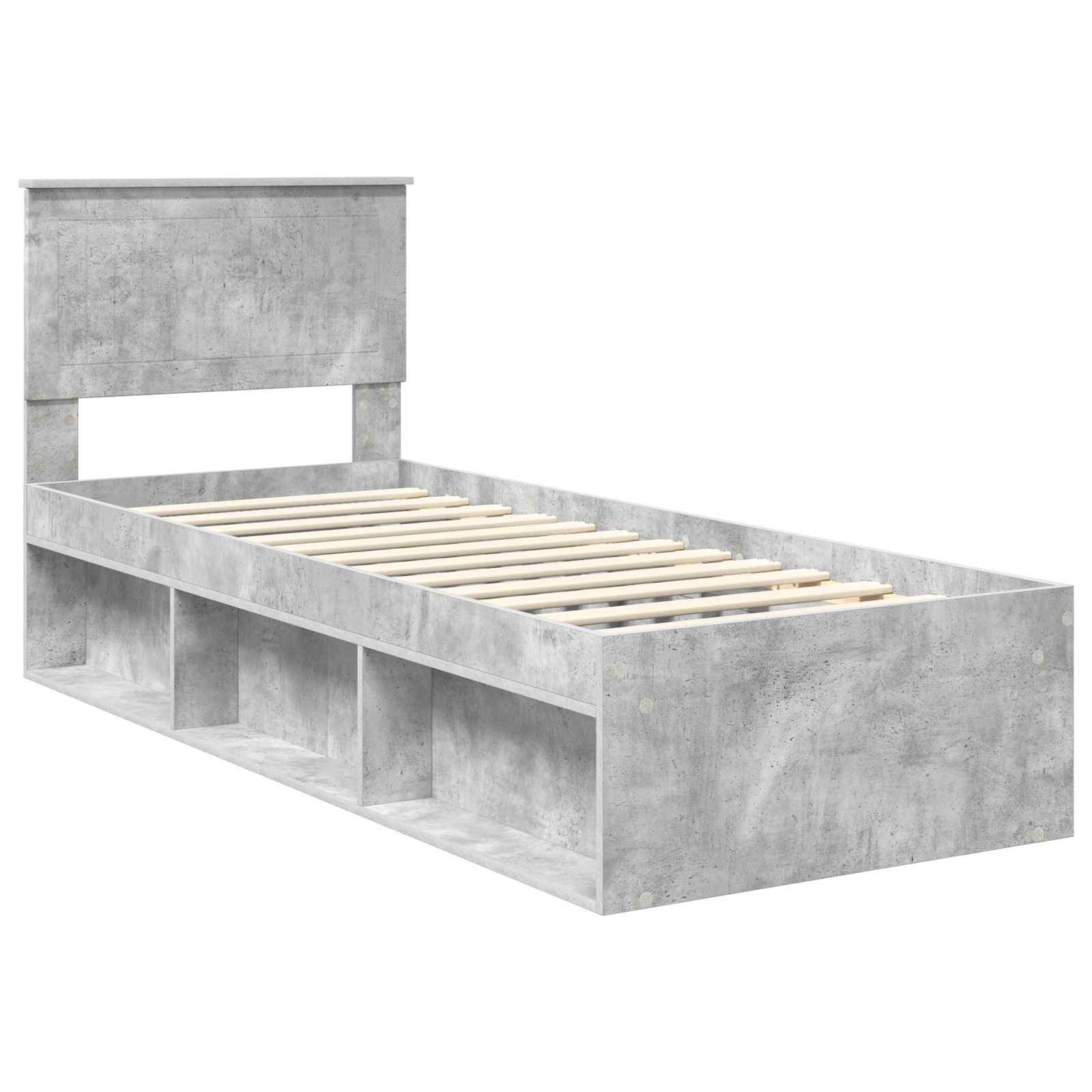 vidaXL Ramka łóżka Szary beton 75 x 190 cm Lite drewno sosnowe