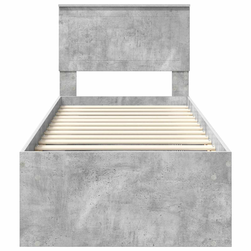 vidaXL Ramka łóżka Szary beton 75 x 190 cm Lite drewno sosnowe