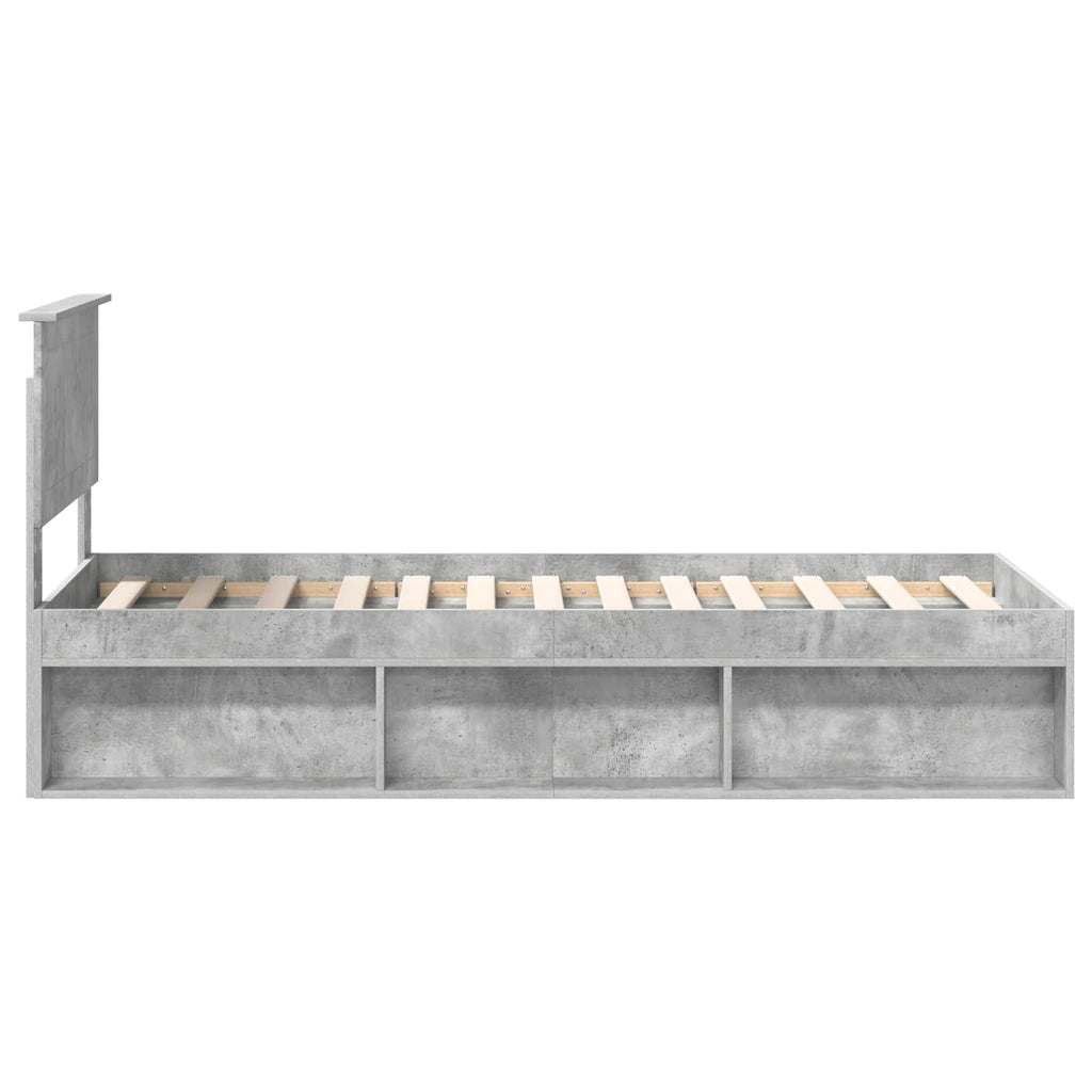 vidaXL Ramka łóżka Szary beton 75 x 190 cm Lite drewno sosnowe