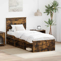 vidaXL Ramka łóżka Dąb wędzony 75 x 190 cm Lite drewno sosnowe