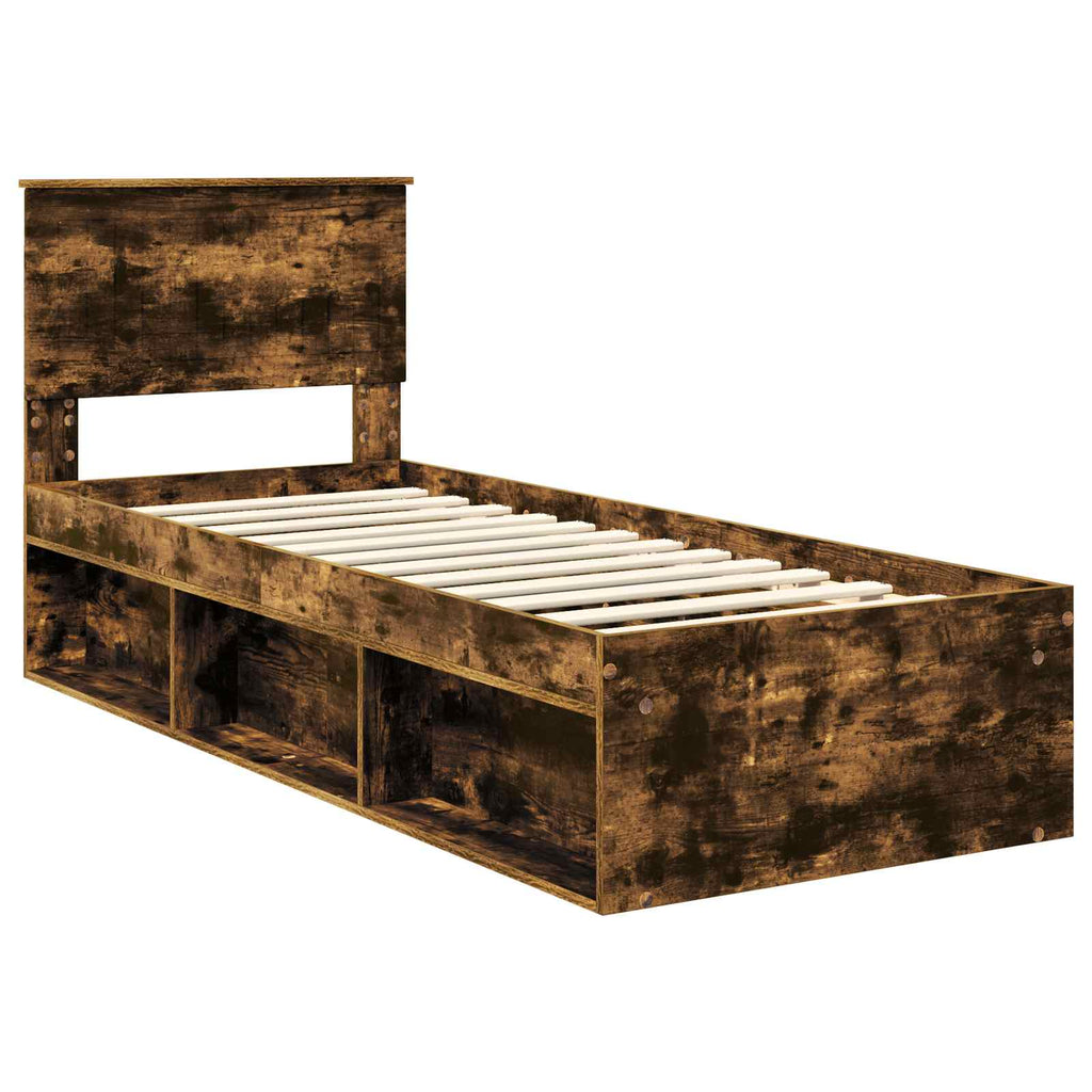 vidaXL Ramka łóżka Dąb wędzony 75 x 190 cm Lite drewno sosnowe