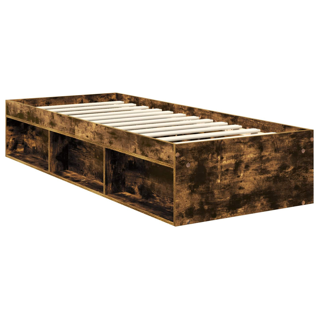 vidaXL Ramka łóżka Dąb wędzony 75 x 190 cm Lite drewno sosnowe