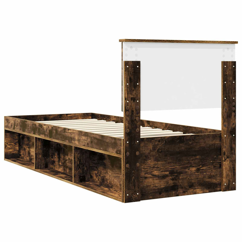 vidaXL Ramka łóżka Dąb wędzony 75 x 190 cm Lite drewno sosnowe