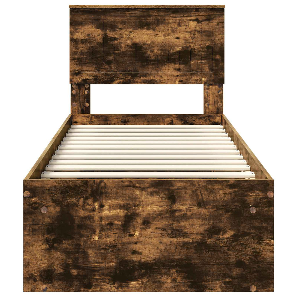 vidaXL Ramka łóżka Dąb wędzony 75 x 190 cm Lite drewno sosnowe