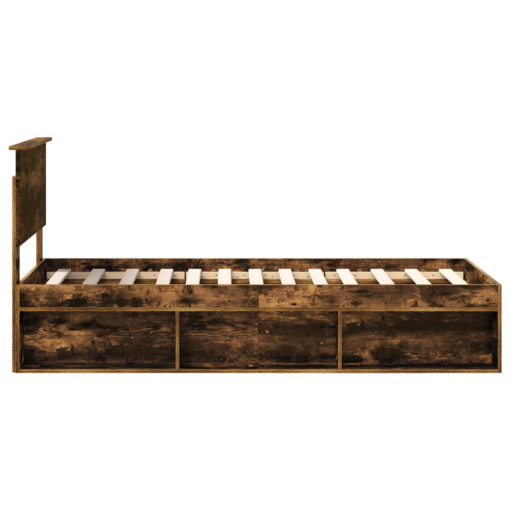 vidaXL Ramka łóżka Dąb wędzony 75 x 190 cm Lite drewno sosnowe