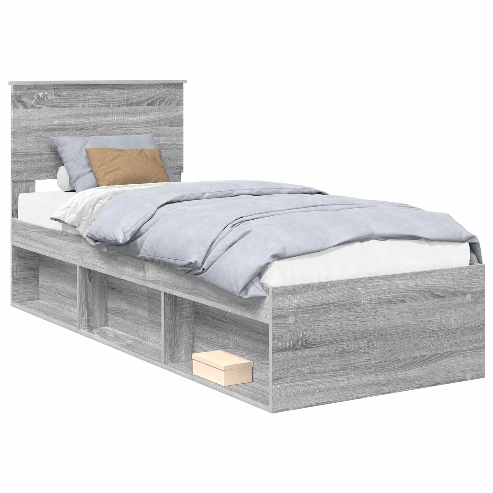 vidaXL Ramka łóżka Szary Sonoma 75 x 190 cm Lite drewno sosnowe