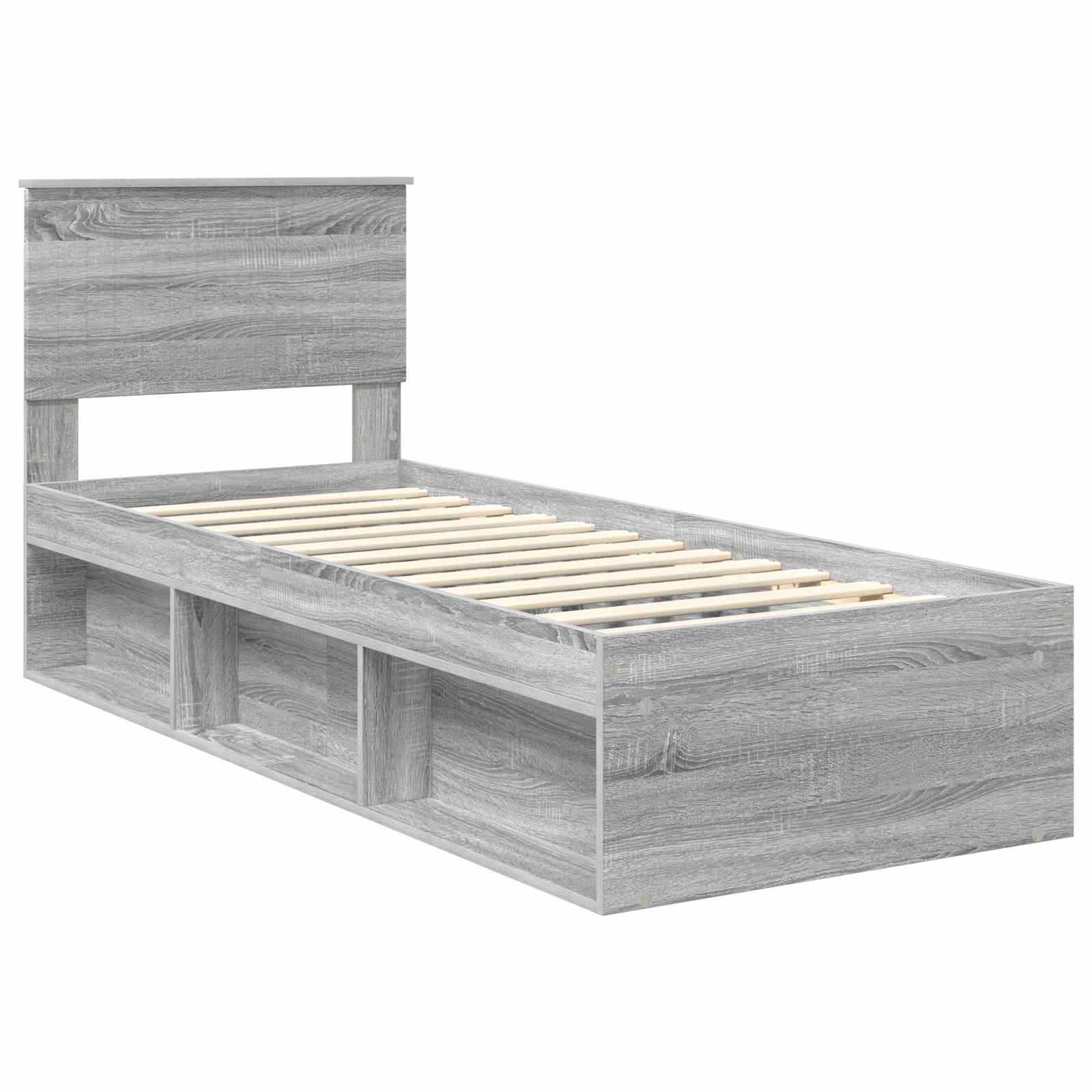 vidaXL Ramka łóżka Szary Sonoma 75 x 190 cm Lite drewno sosnowe