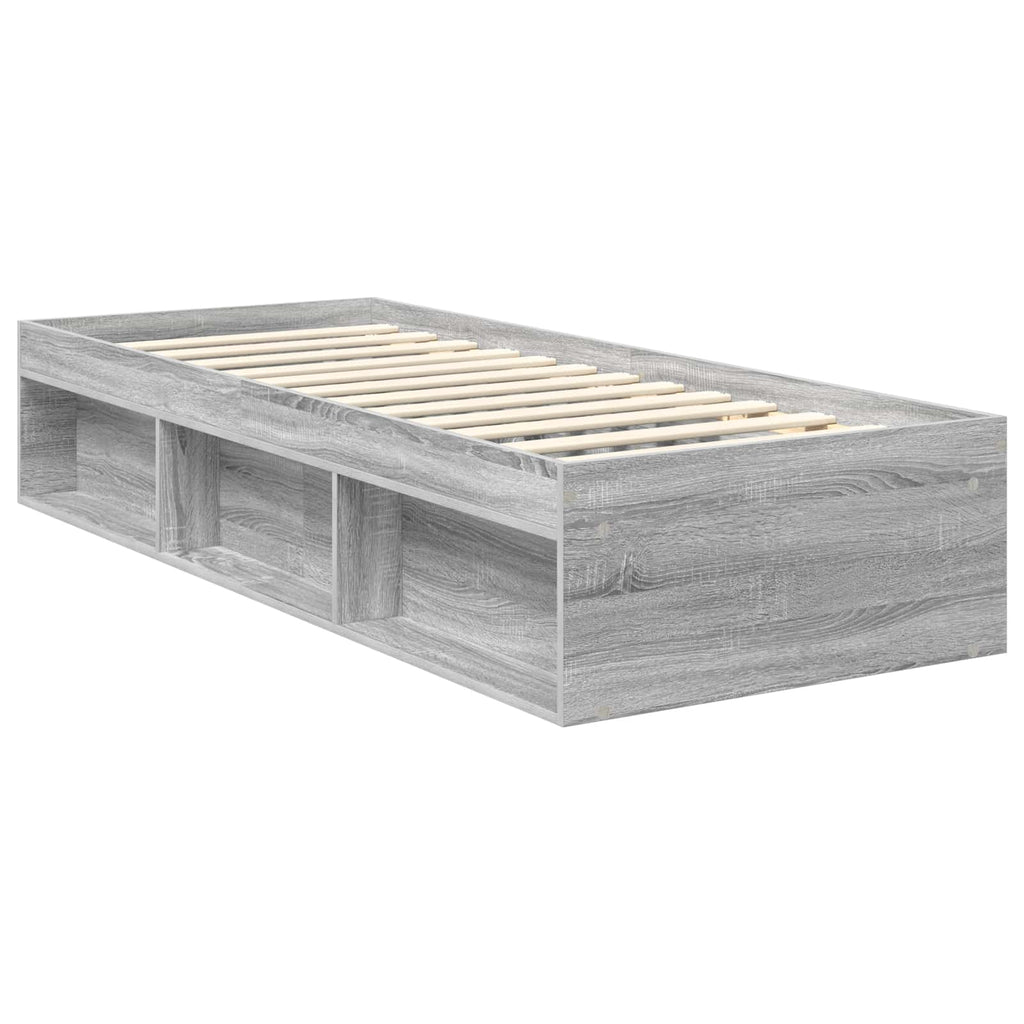 vidaXL Ramka łóżka Szary Sonoma 75 x 190 cm Lite drewno sosnowe