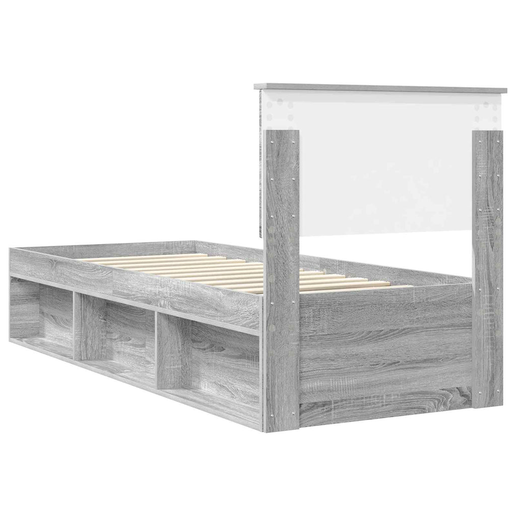 vidaXL Ramka łóżka Szary Sonoma 75 x 190 cm Lite drewno sosnowe