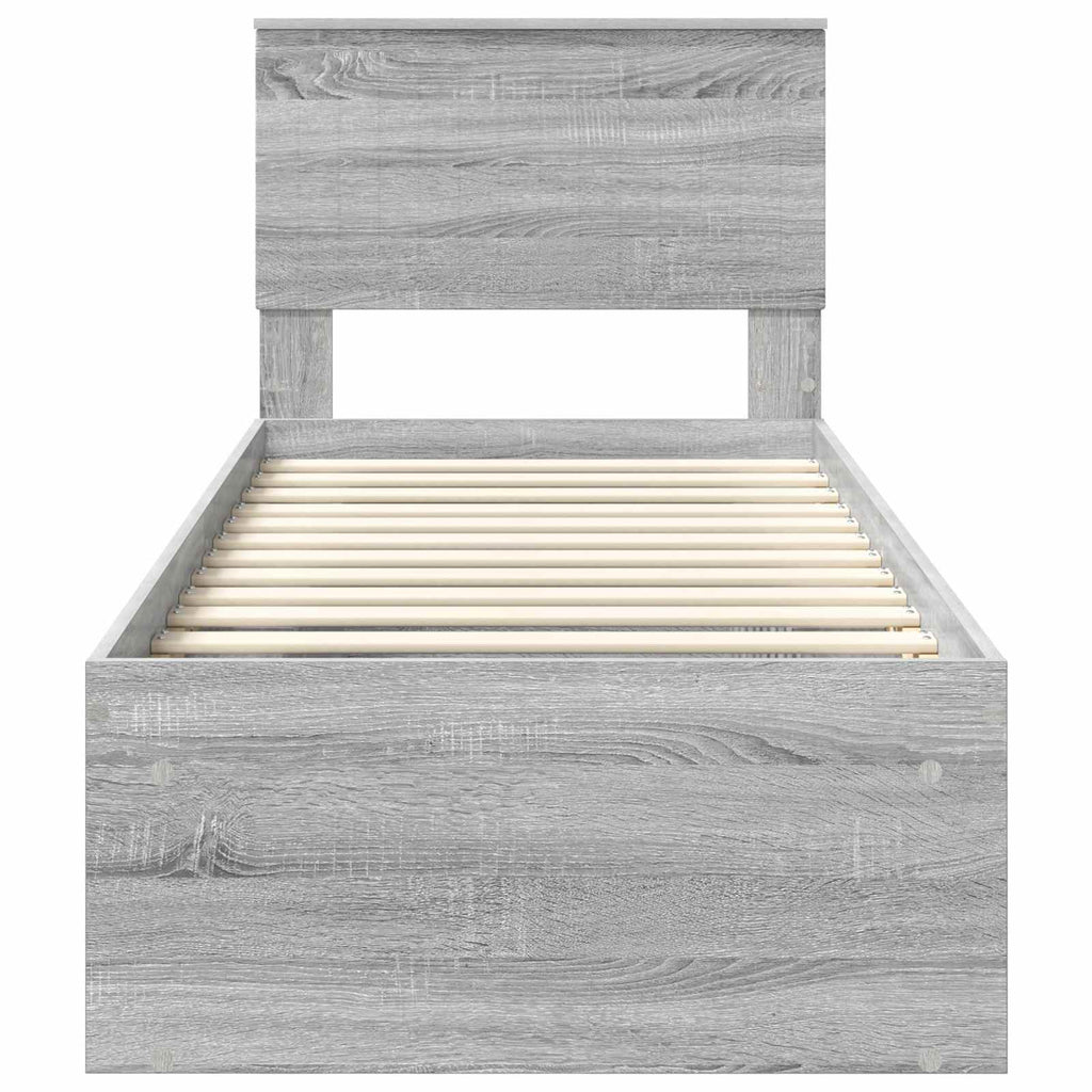 vidaXL Ramka łóżka Szary Sonoma 75 x 190 cm Lite drewno sosnowe