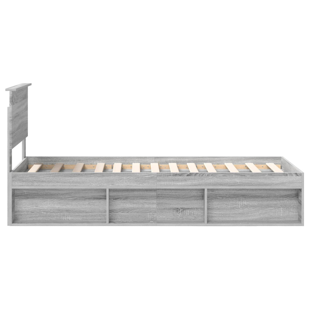 vidaXL Ramka łóżka Szary Sonoma 75 x 190 cm Lite drewno sosnowe