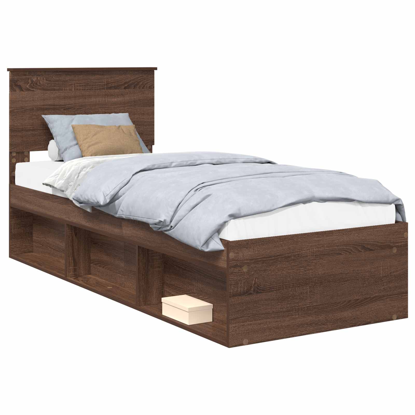 vidaXL Ramka łóżka Brązowy dąb 75 x 190 cm Lite drewno sosnowe