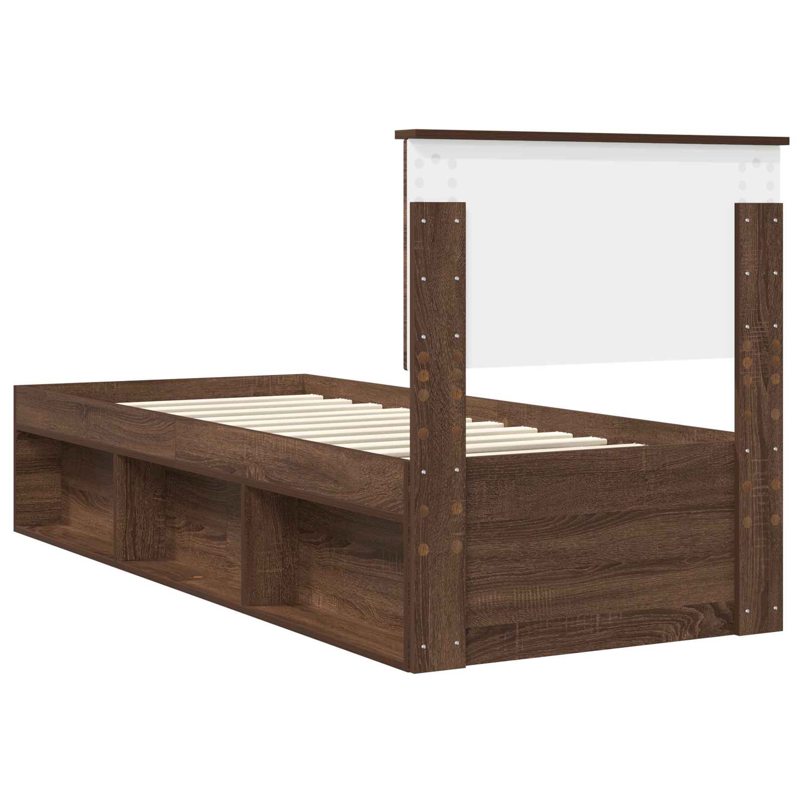 vidaXL Ramka łóżka Brązowy dąb 75 x 190 cm Lite drewno sosnowe