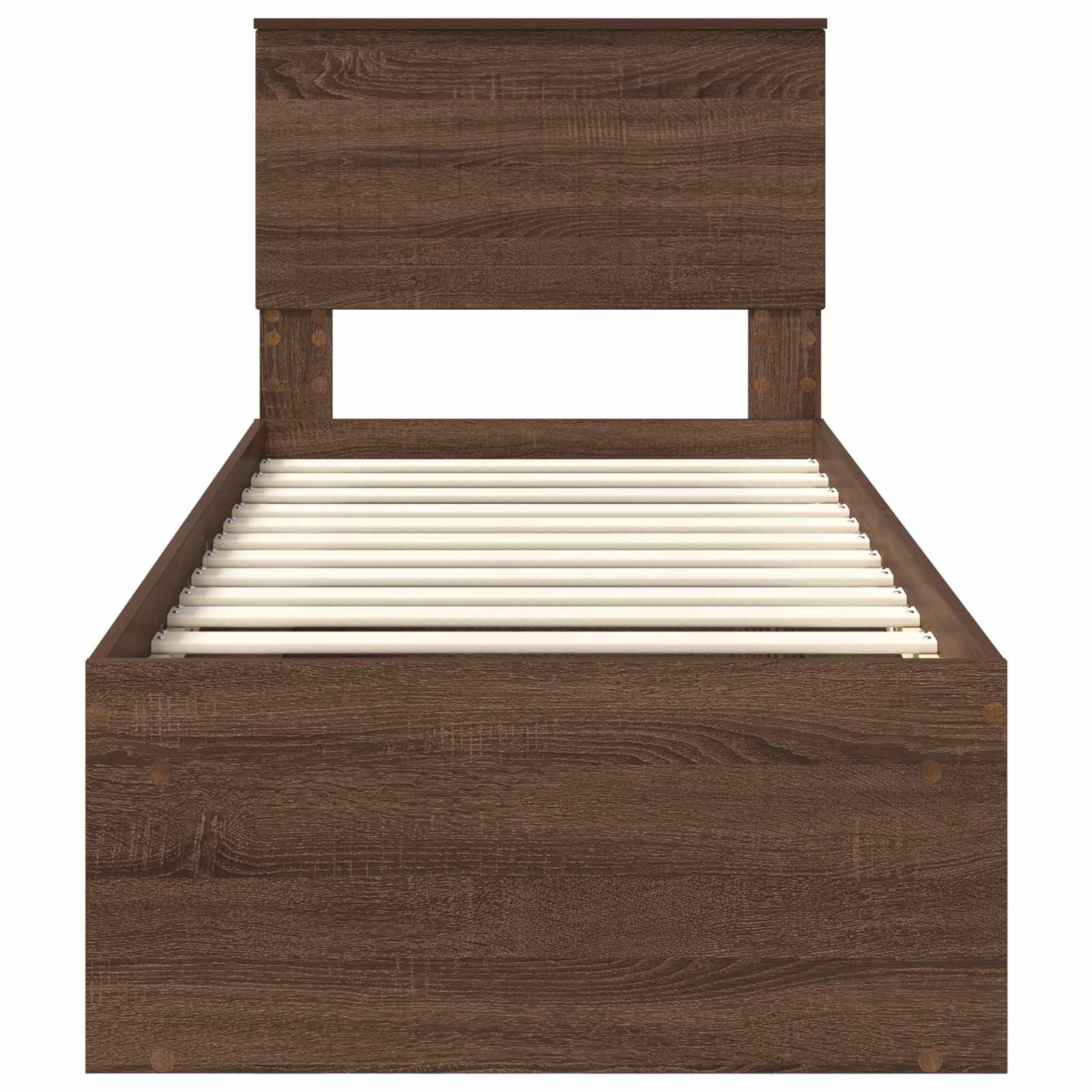 vidaXL Ramka łóżka Brązowy dąb 75 x 190 cm Lite drewno sosnowe