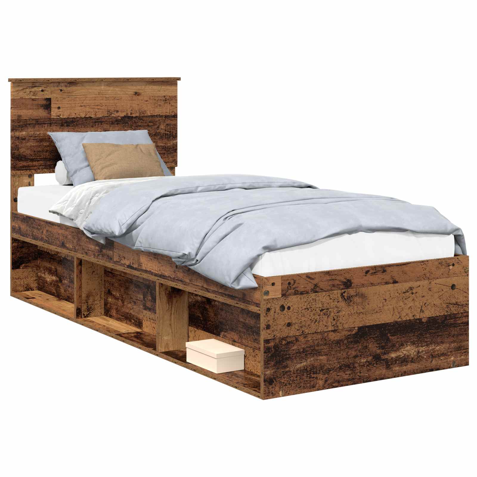 vidaXL Ramka łóżka Stare drewno 75 x 190 cm Lite drewno sosnowe